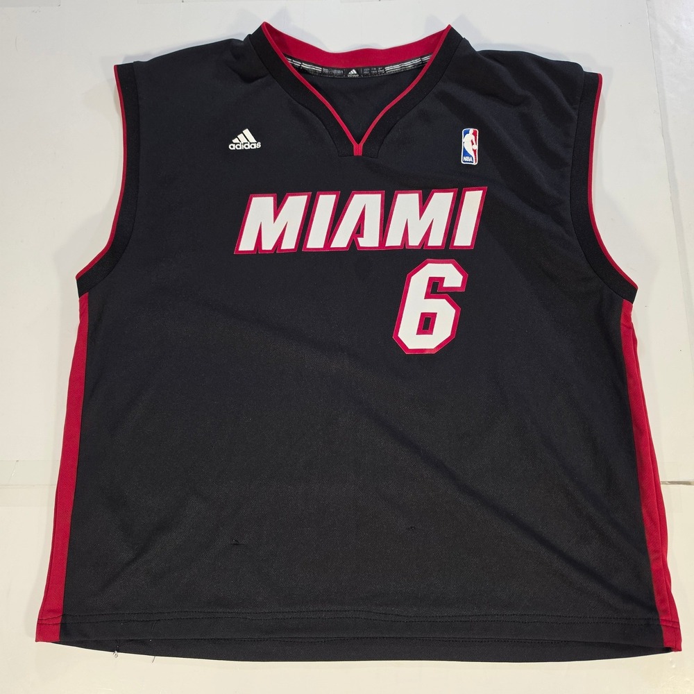 Adidas Miami Heat LeBron James 6 Jersey Black Red Mens XL Basketball NBA